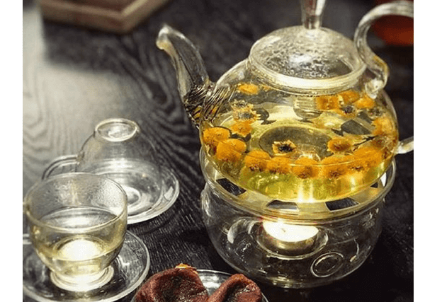 Bộ ấm thủy tinh pha trà hoa