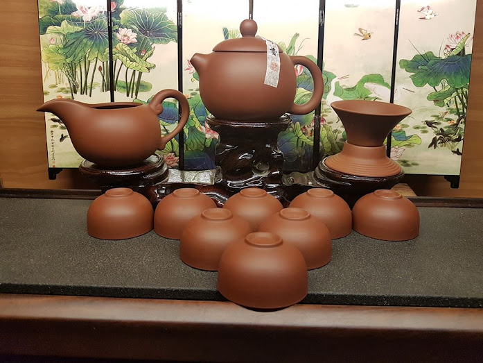 Bộ ấm chén tử sa tây thi đỏ đầy đủ